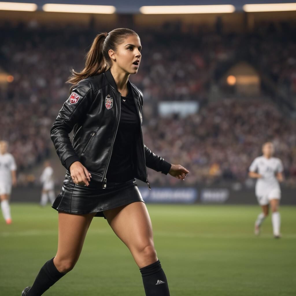 KI Alex Morgan spielt Fußball in Leder