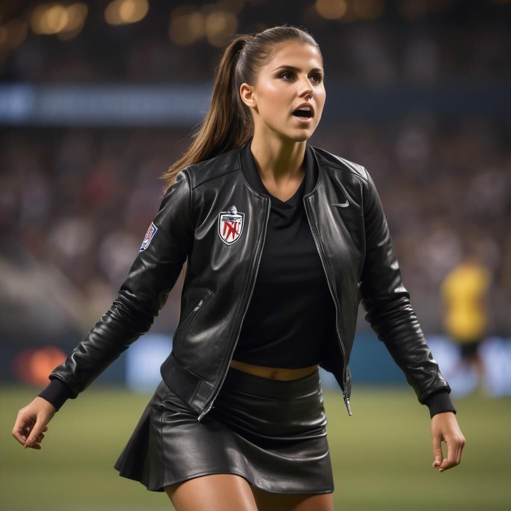 KI Alex Morgan spielt Fußball in Leder