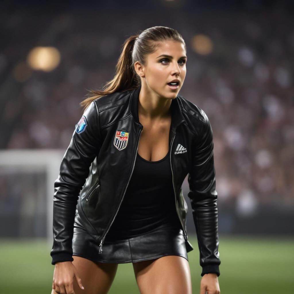 KI Alex Morgan spielt Fußball in Leder