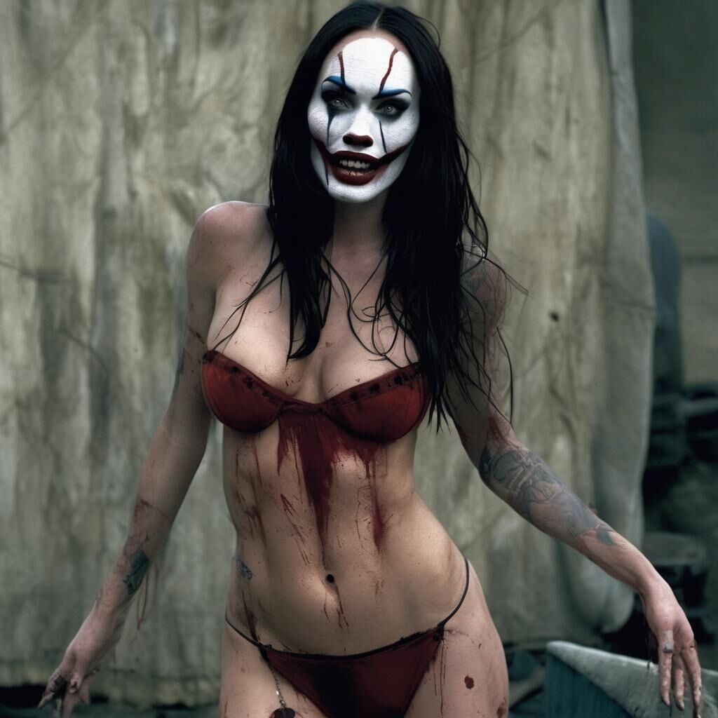 AI Megan Fox en tant que clown maléfique - commentez avec des demandes