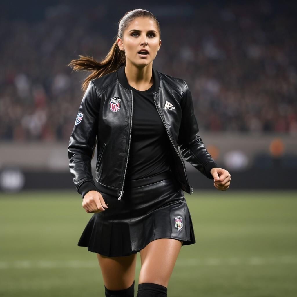 KI Alex Morgan spielt Fußball in Leder