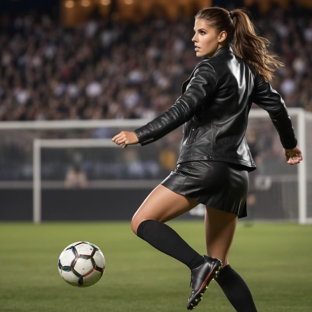 KI Alex Morgan spielt Fußball in Leder