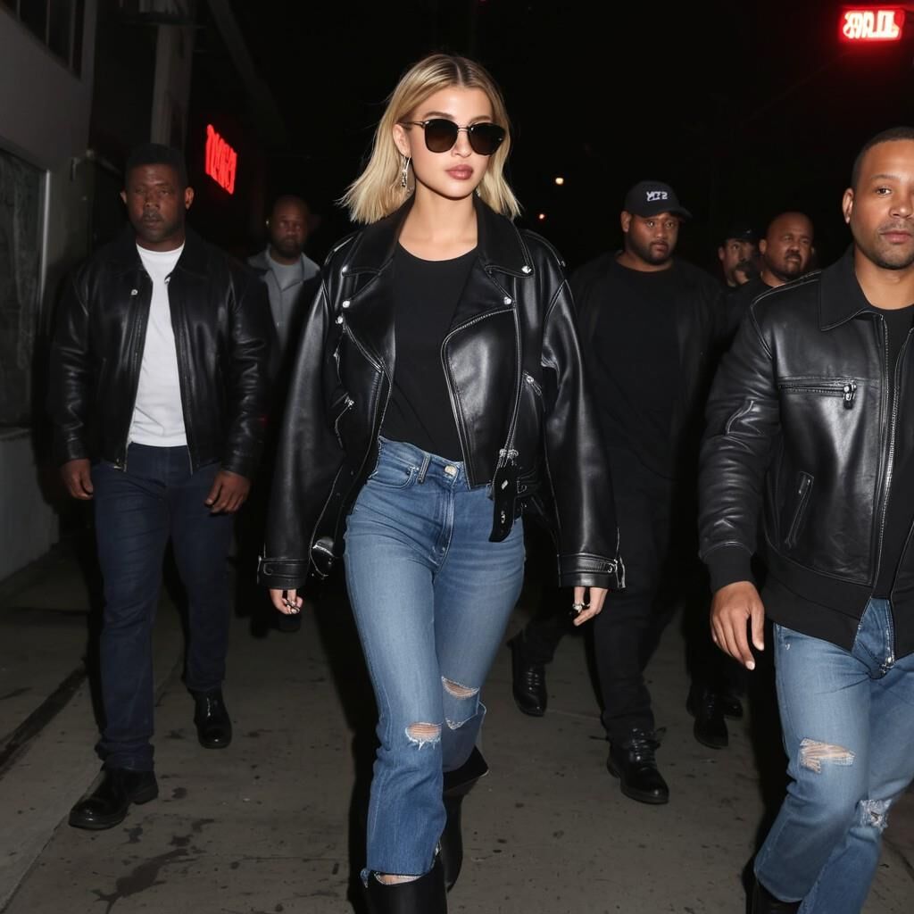 A.I. Hailey Bieber in Black Leather