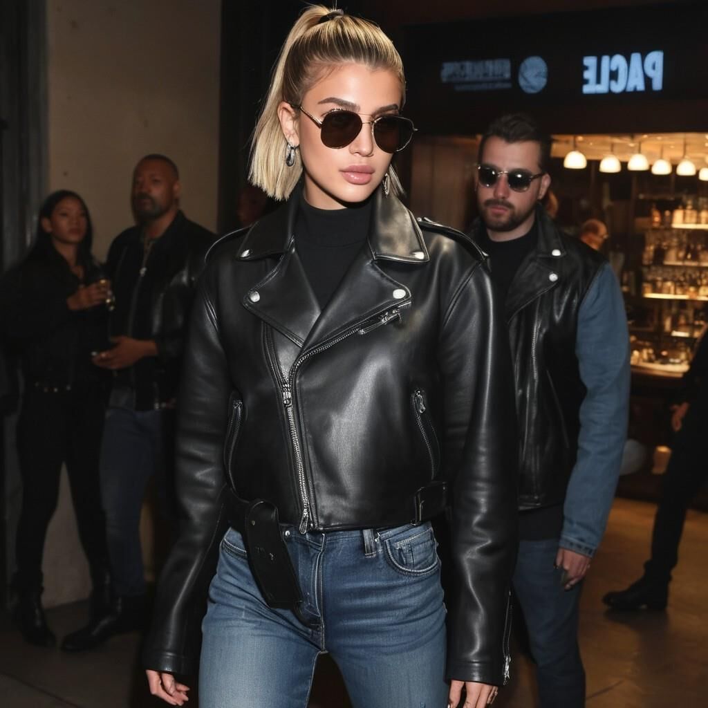 A.I. Hailey Bieber in Black Leather