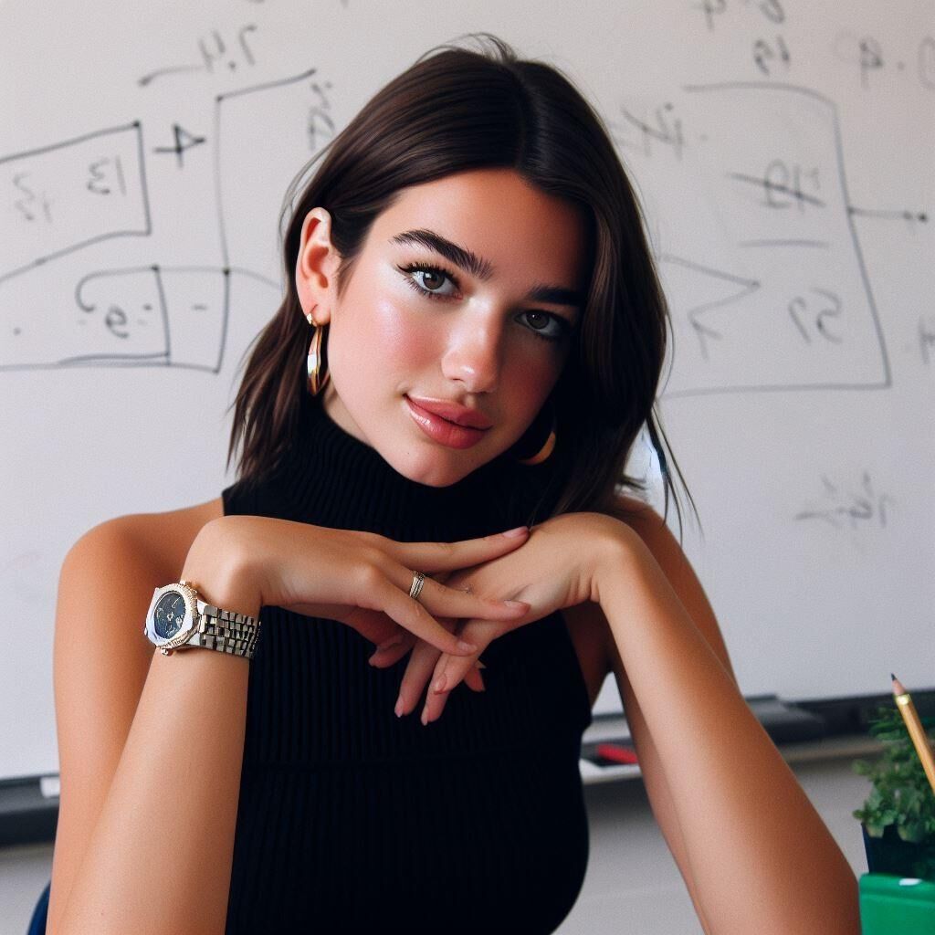 Professora do ensino médio Dua Lipa