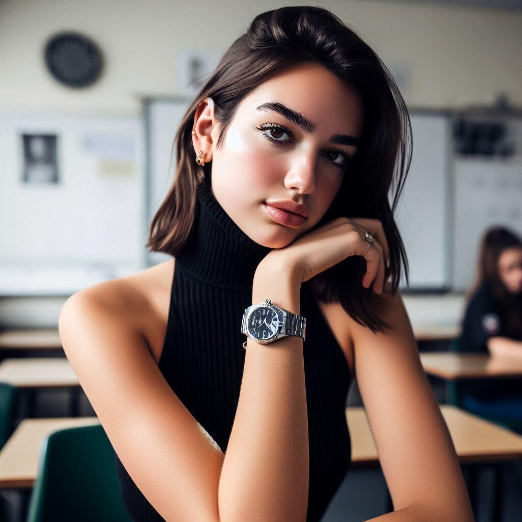 Professora do ensino médio Dua Lipa