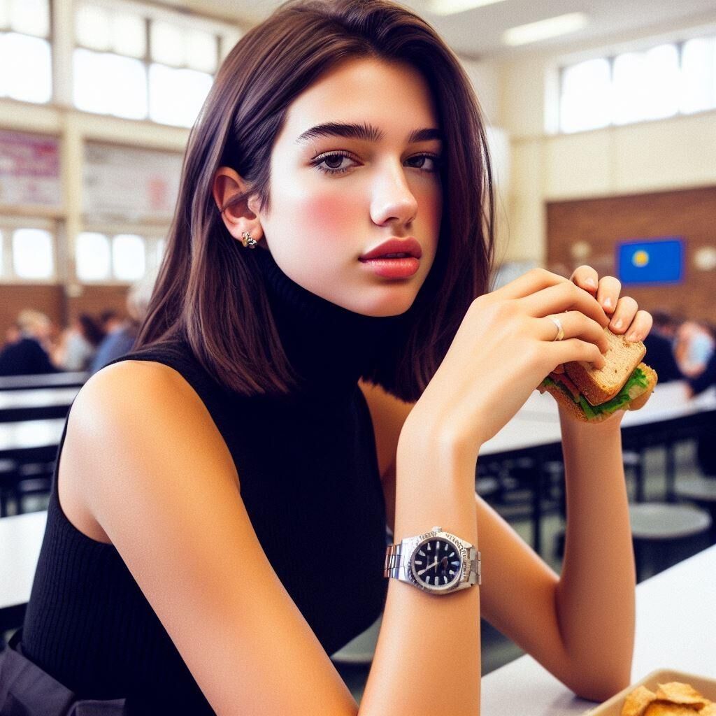 Professora do ensino médio Dua Lipa