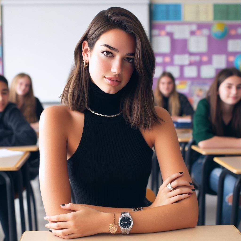 Professora do ensino médio Dua Lipa