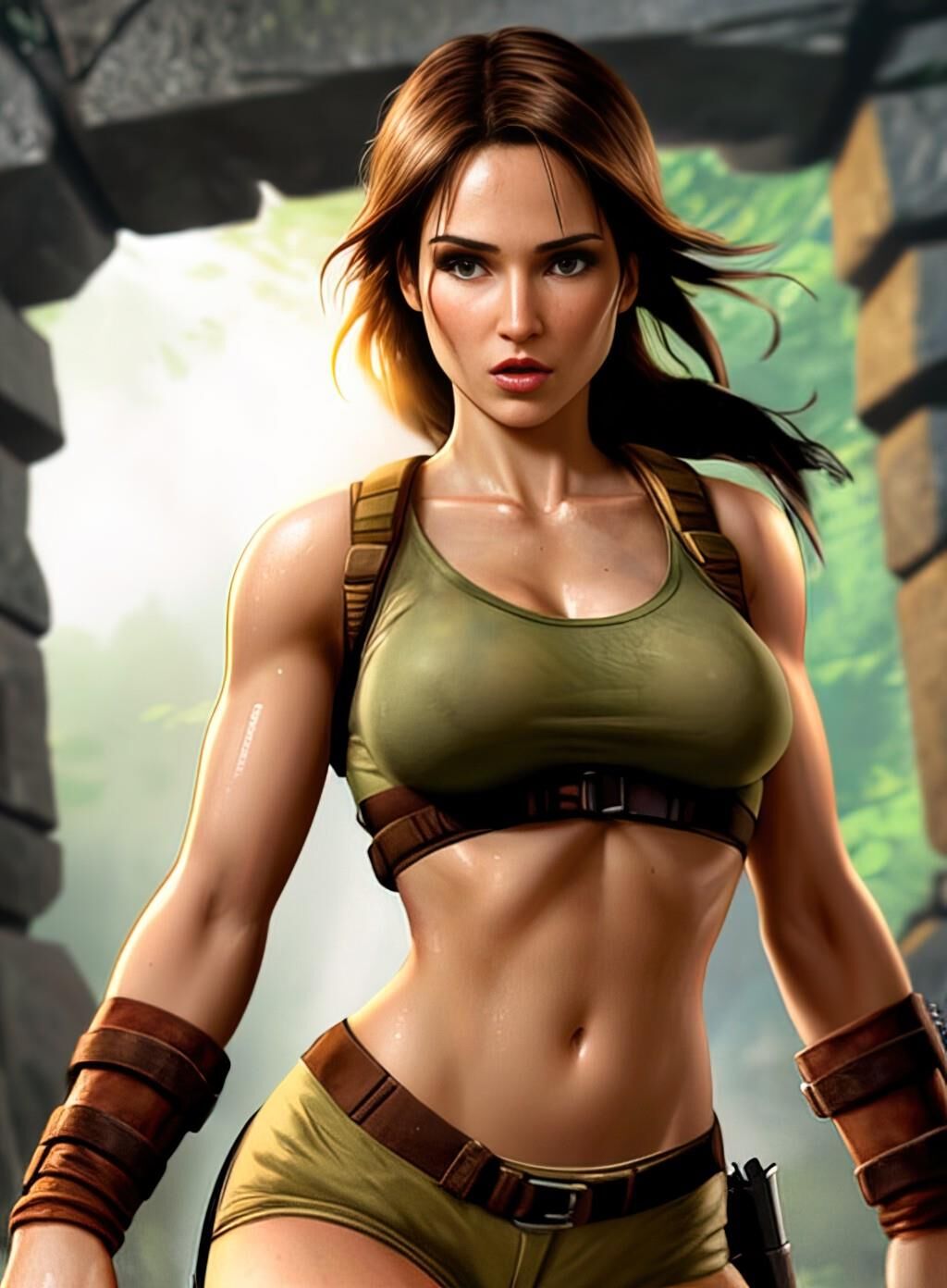 Lara Croft, Tomb Raider, nua na minha imaginação... gerada por IA