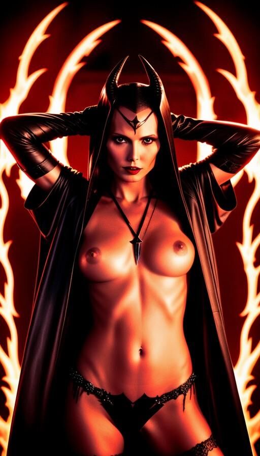 Heidi Klum as hot maleficent AI