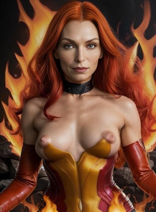 Famke Jannsen / Phoenix - Jean Grey, nude AI art 