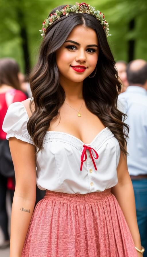 Selena Gomez  dirndl AI