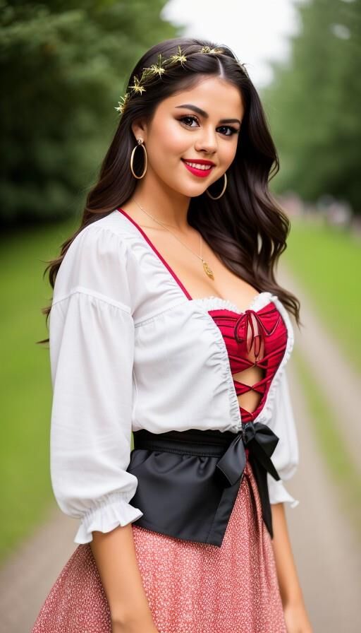 Selena Gomez  dirndl AI