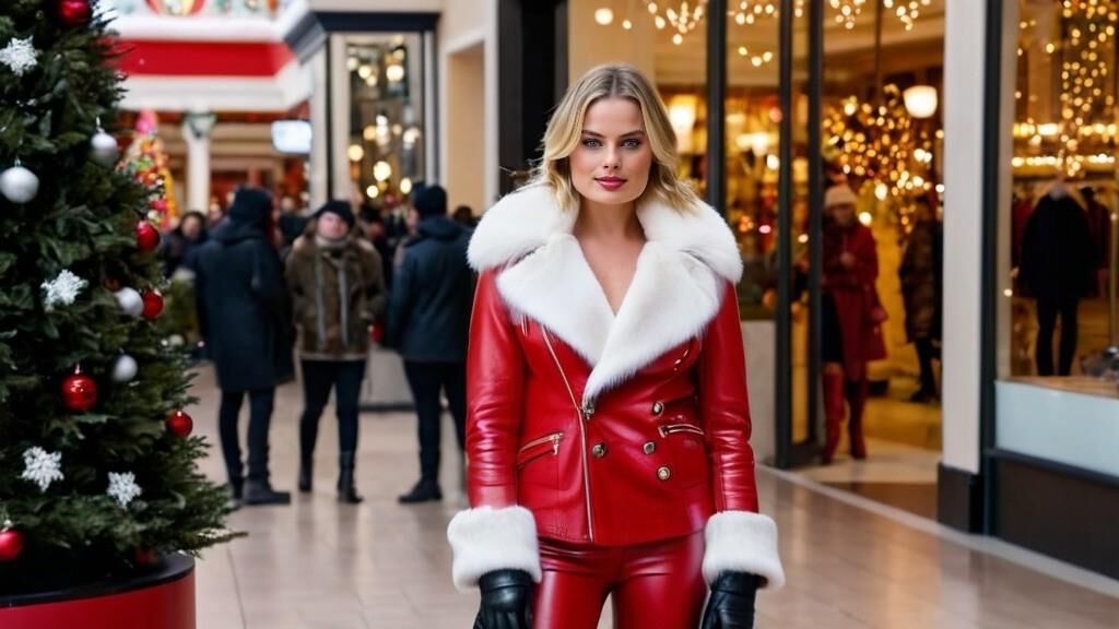 A.I. Margot Robbie em Couro como Santagirl