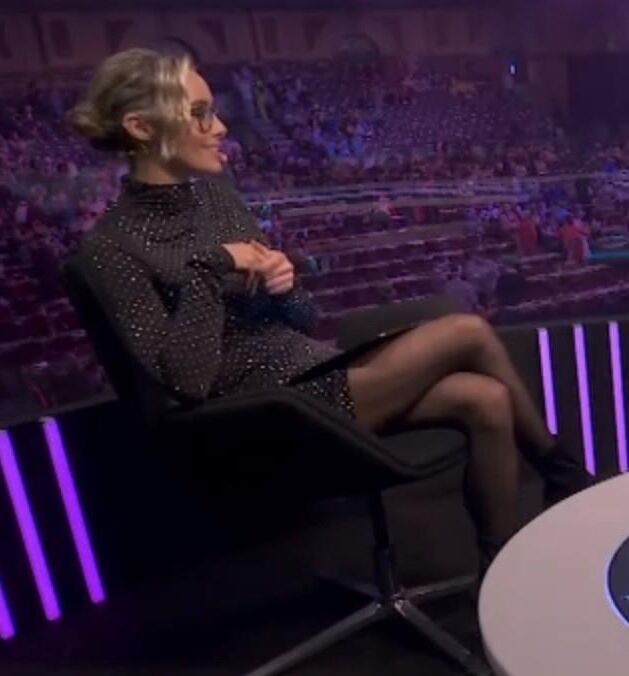 British TV Presenter Anna Woolhouse looking slutty in tights