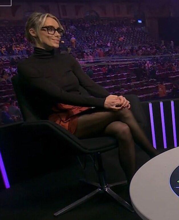 British TV Presenter Anna Woolhouse looking slutty in tights