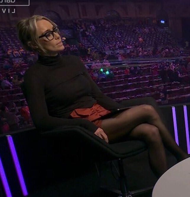 British TV Presenter Anna Woolhouse looking slutty in tights