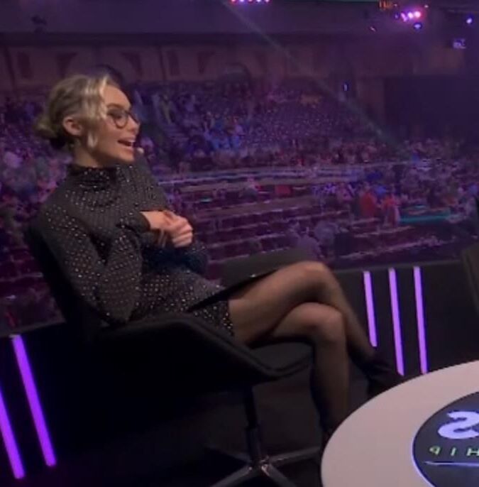 British TV Presenter Anna Woolhouse looking slutty in tights