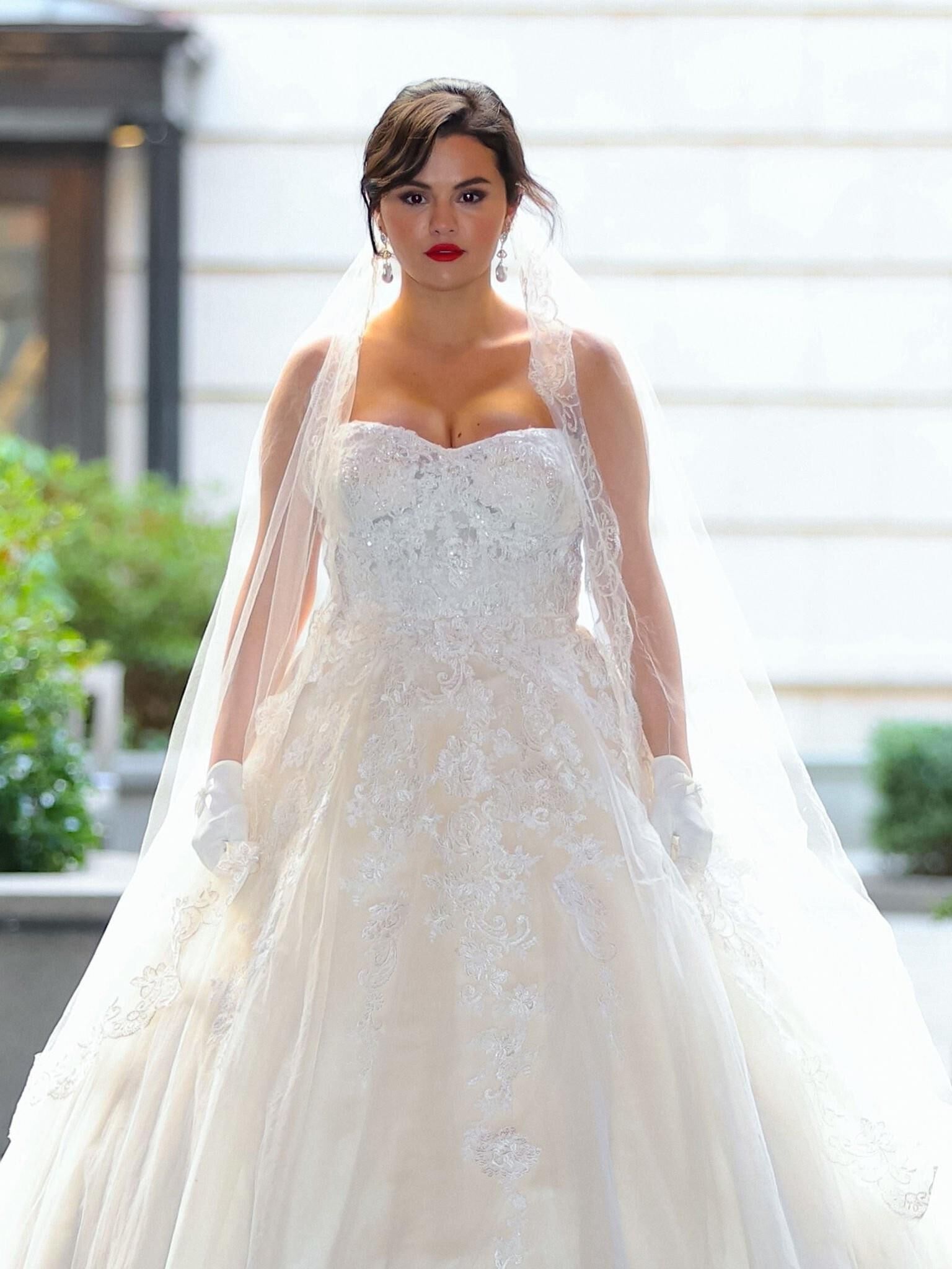 SELENA GOMEZ STUNS IN A WEDDING DRESS FILMING 