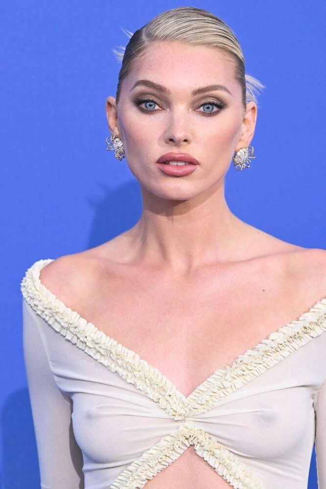 Elsa Hosk Boobs Mamilos Vestido Puro Amfar Cannes