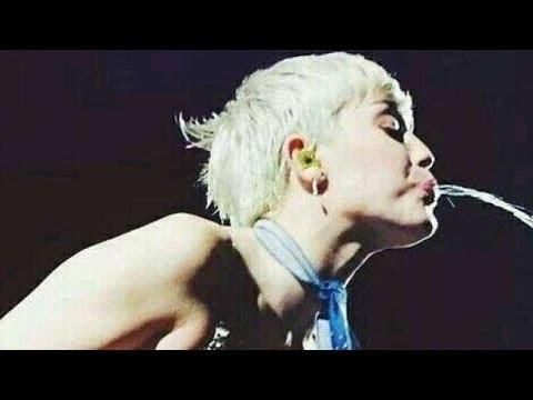 Miley Cyrus pegging spitting pissing