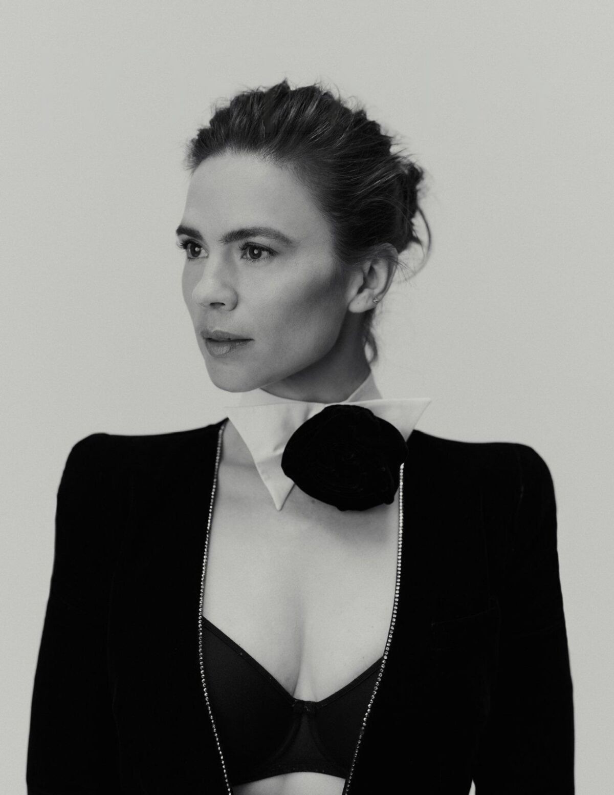 Hayley Atwell black bra photoshoot