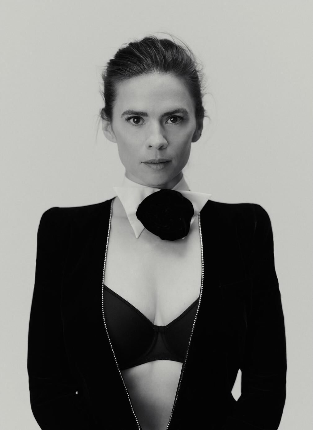 Hayley Atwell black bra photoshoot