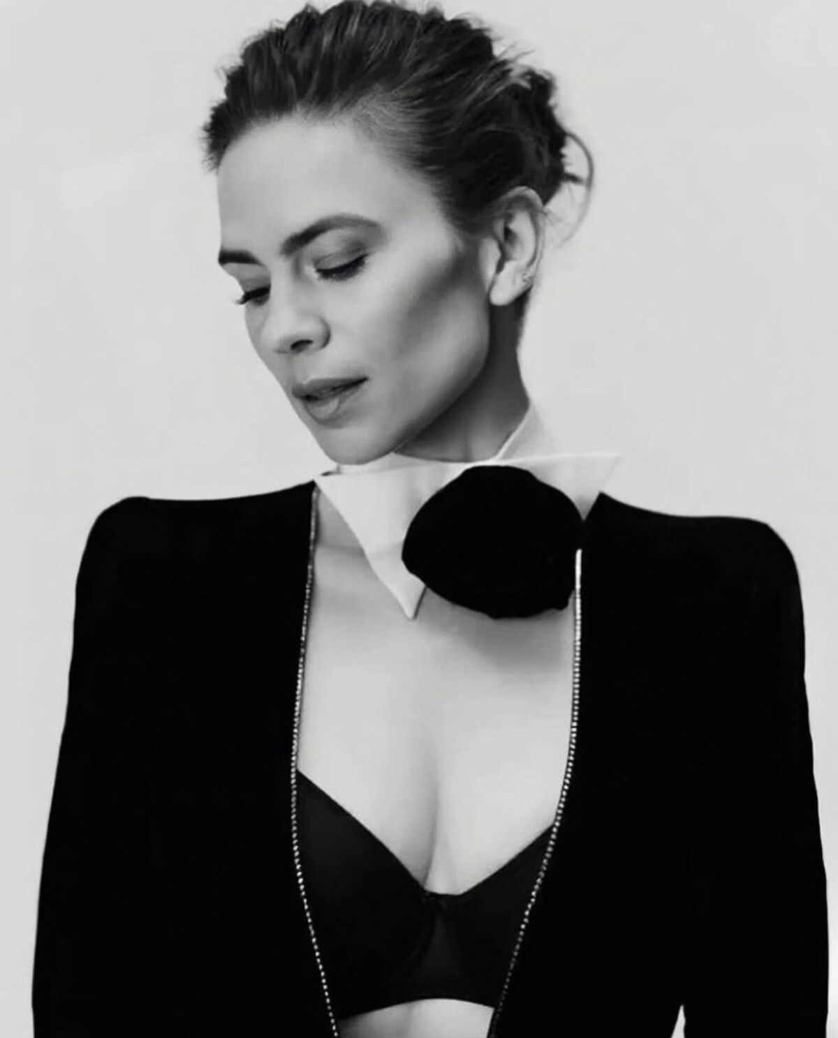 Hayley Atwell black bra photoshoot