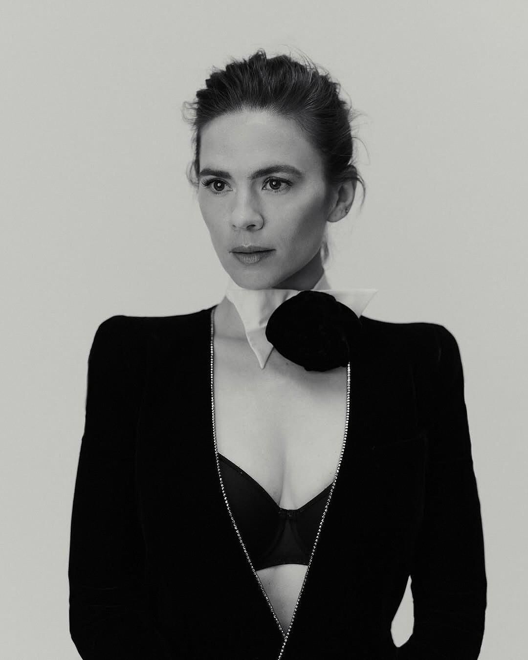 Hayley Atwell black bra photoshoot
