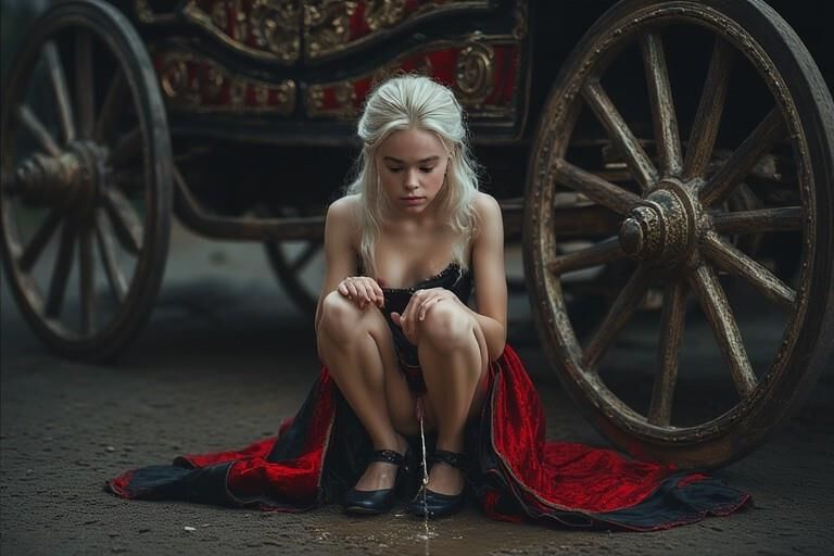 Parody Rhaenyra Targaryen Desperately Pissing on the Kingsroad