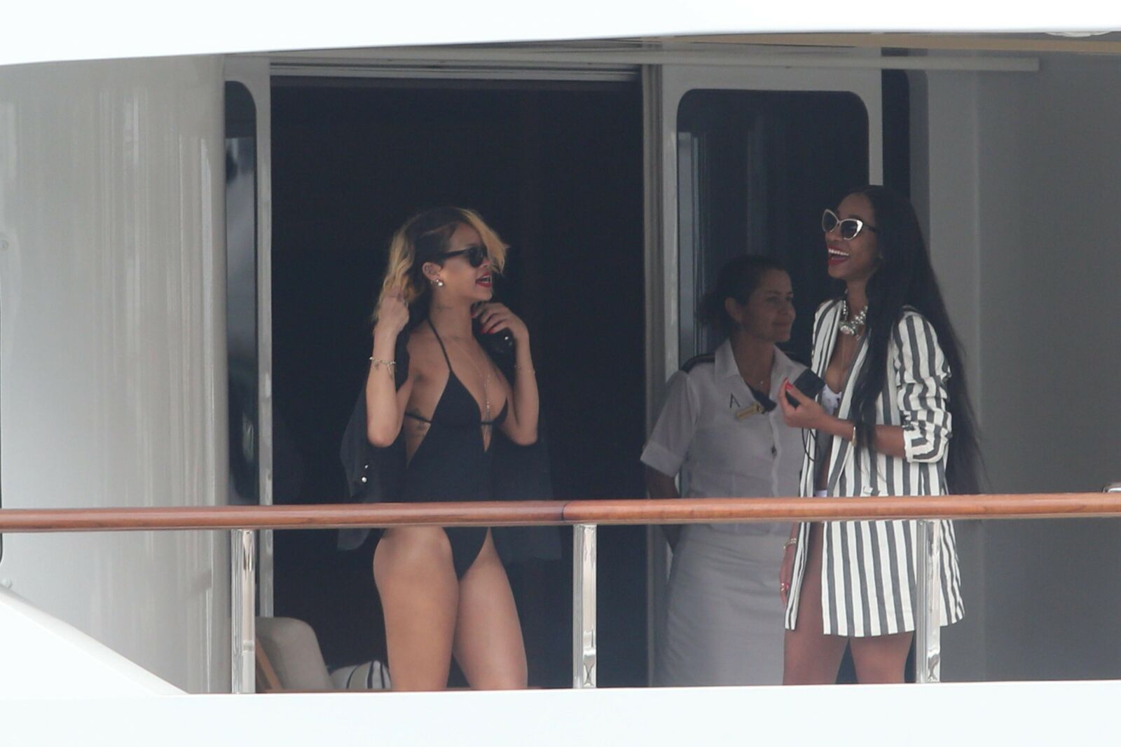 Rihanna in a swimsuit on a yacht in Monaco Jul th 