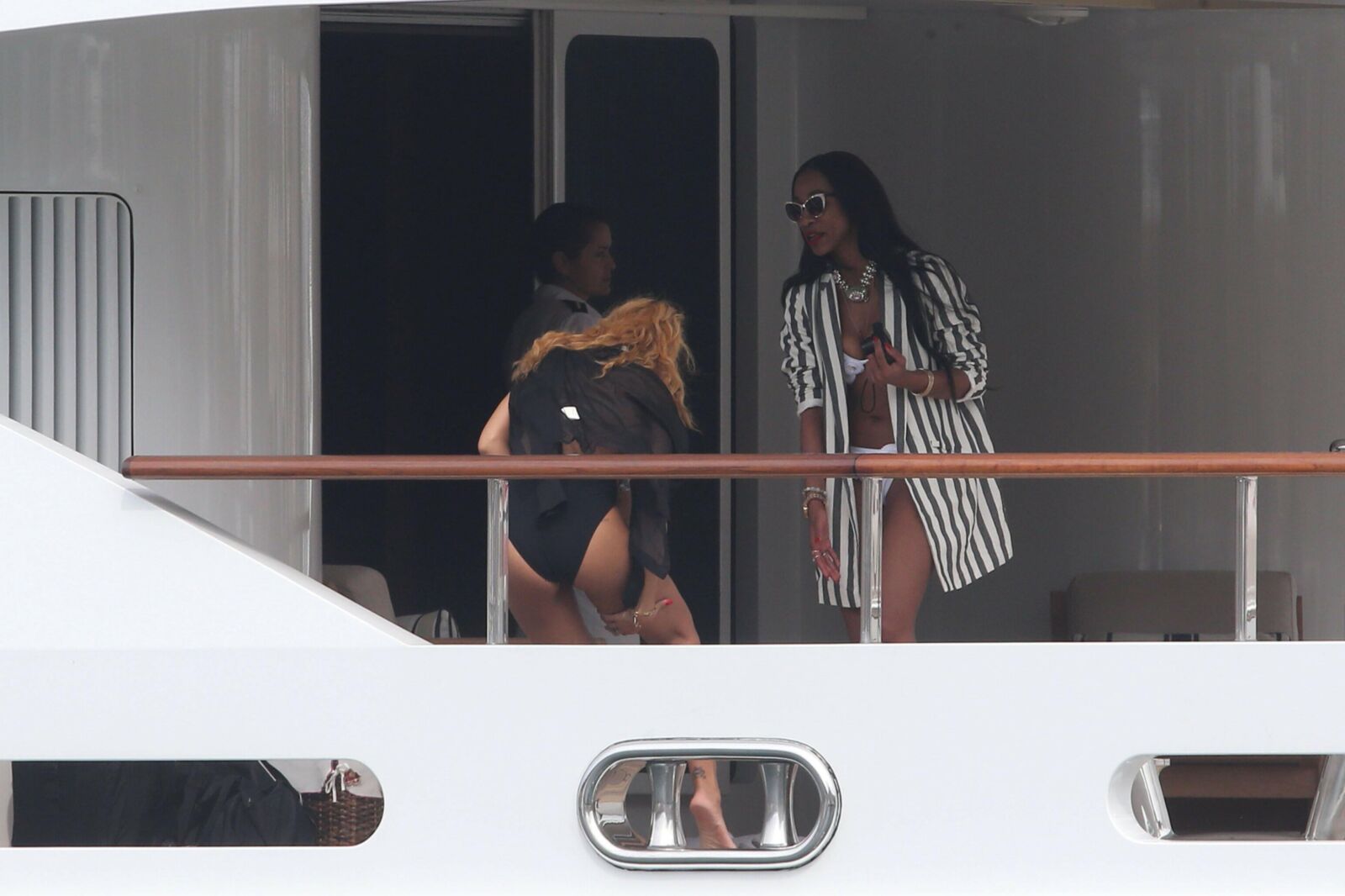 Rihanna in a swimsuit on a yacht in Monaco Jul th 