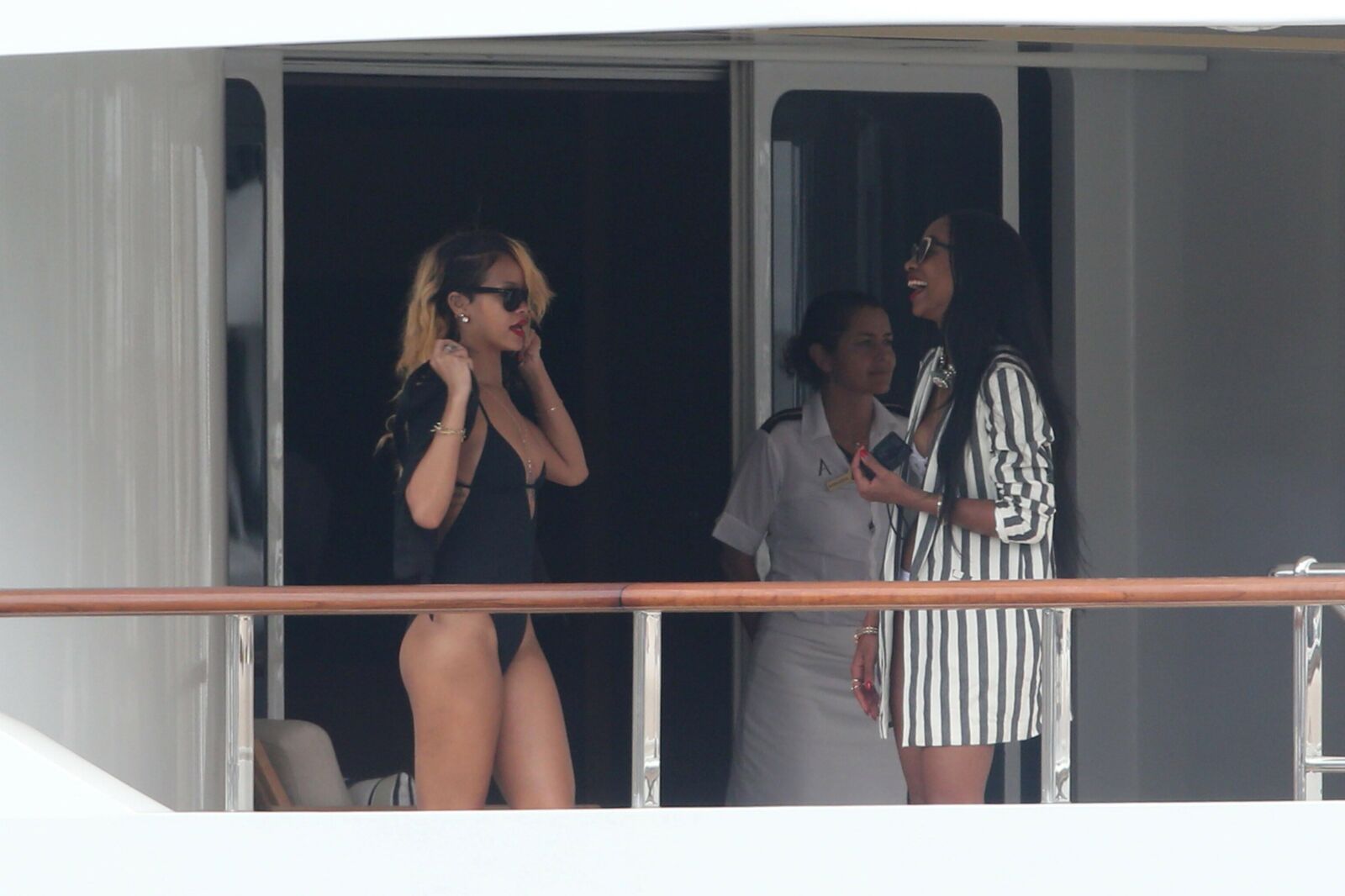 Rihanna in a swimsuit on a yacht in Monaco Jul th 