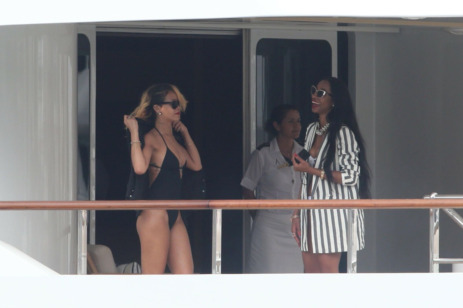 Rihanna in a swimsuit on a yacht in Monaco Jul th 